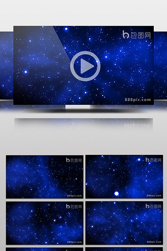 蓝色星空背景星光中行进循环高清视频素材图片