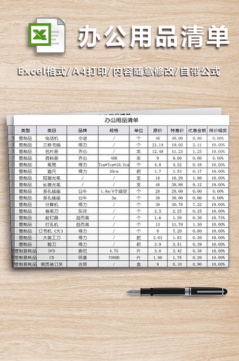 办公日常用品清单图片