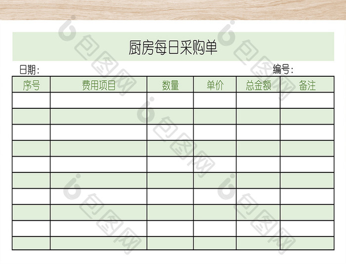 厨房用品采购清单