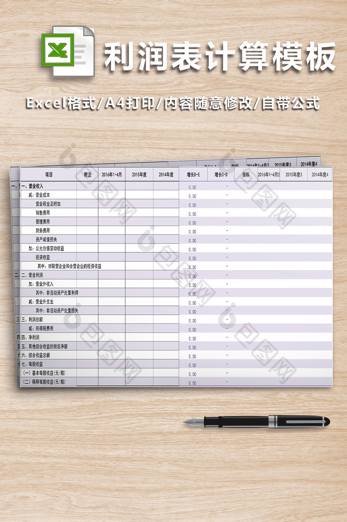 利润表计算公式模板