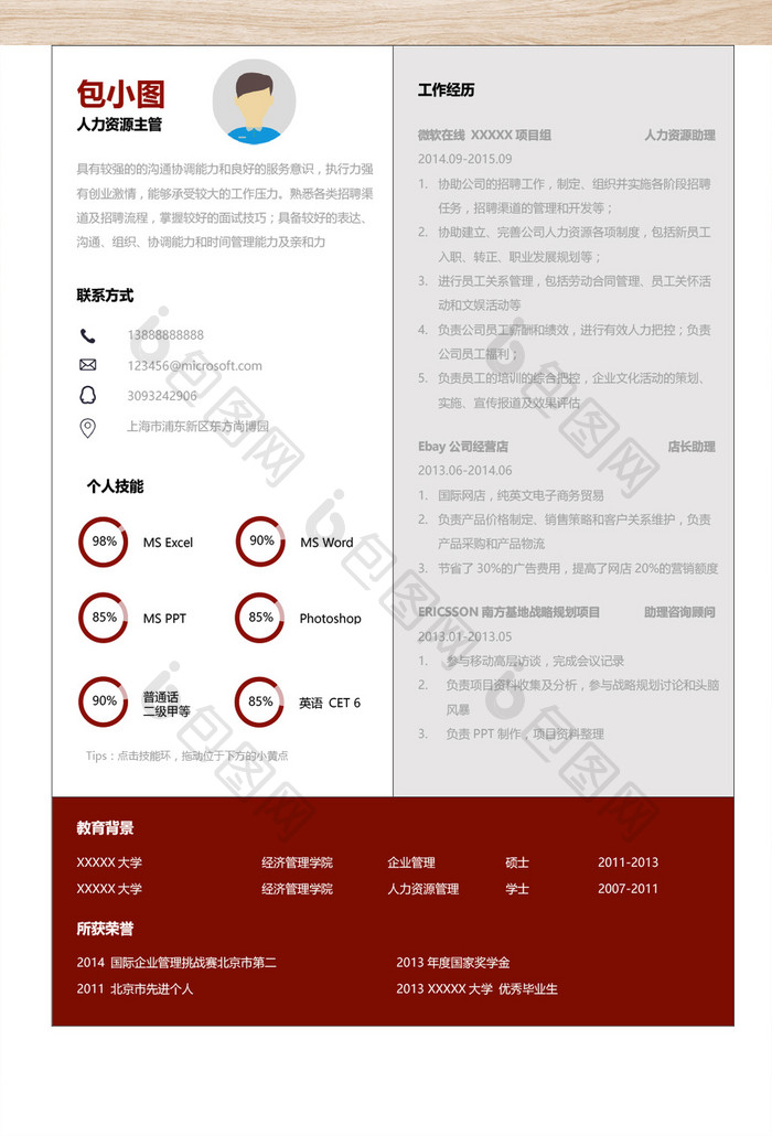 人力资源主管求职简历