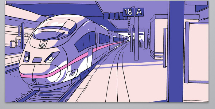 手绘火车海报背景图