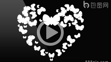 3款蝴蝶花朵心形婚庆花边带通道视频素材