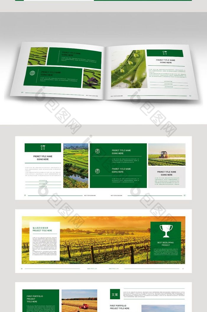 绿色通用大气整套农业画册