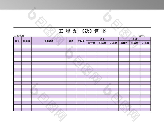 全面工程预决算表格