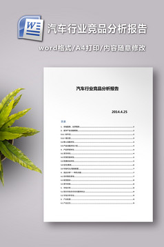 汽车行业竞品分析报告