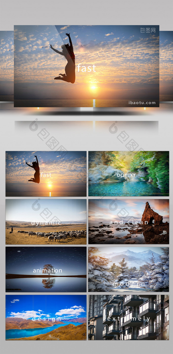 时尚动感节奏照片相册动画图文片头ae模板