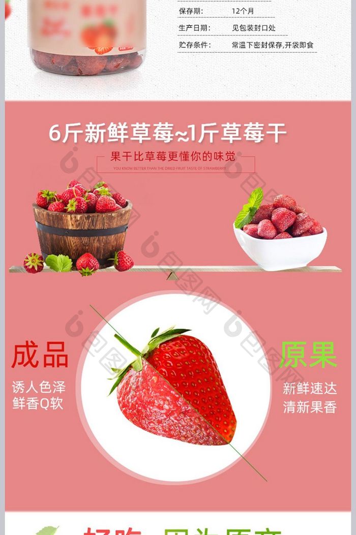 淘宝草莓干详情页描述图PSD模板