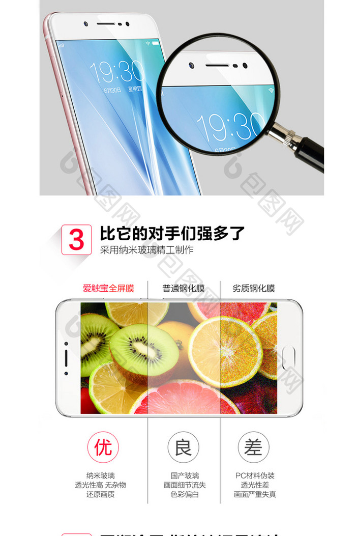 苹果安卓手机钢化膜详情保护膜配件详情页