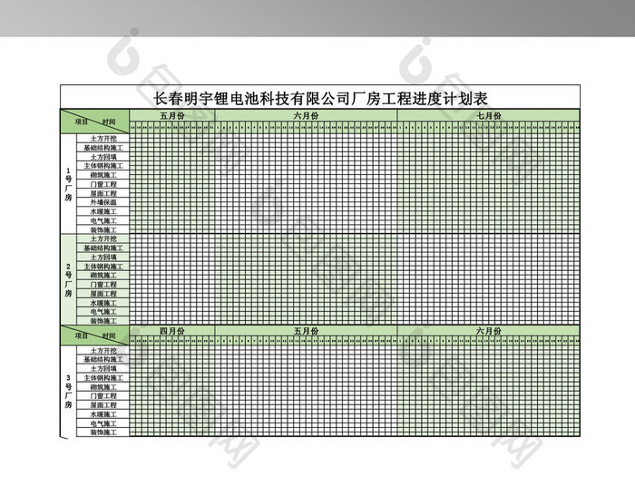 厂房工程总进度计划表