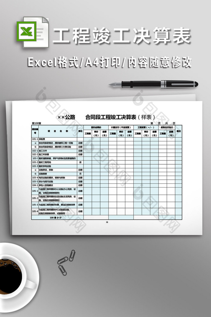 全面工程竣工决算表