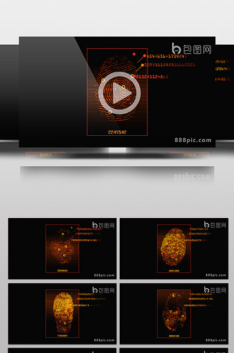 指纹扫描动画安全系统身份确认视频素材图片