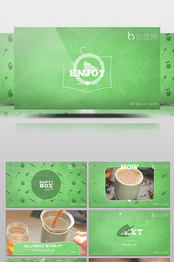 美食节目绿色复古设计栏目包装动画AE模板图片