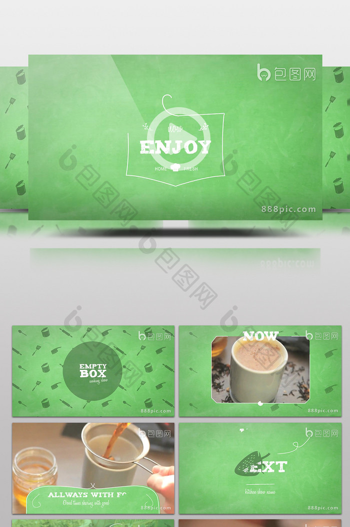 美食节目绿色复古设计栏目包装动画AE模板