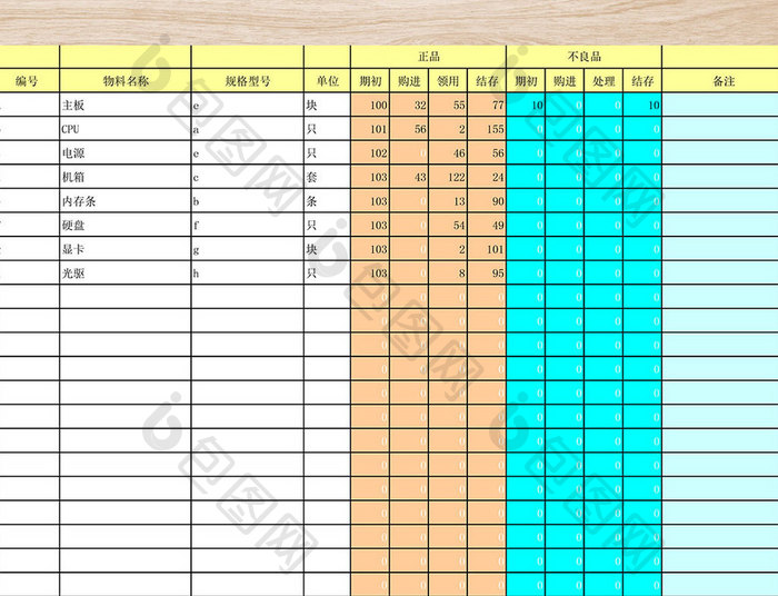 仓库进销存表模板Excel