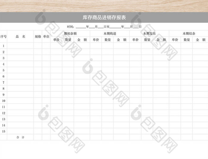 库存商品进销存报表