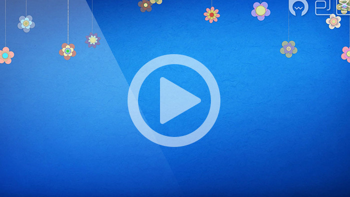 吊坠小花动画蓝色背景高清循环视频素材