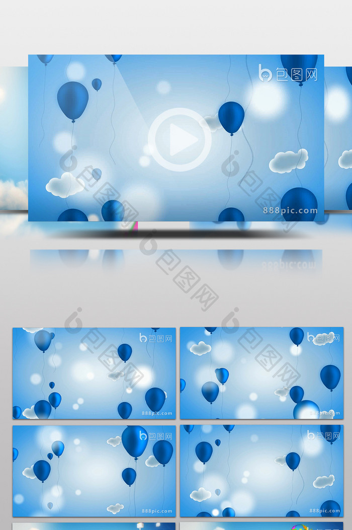 2款蓝天白云庆典气球装饰背景高清视频素材