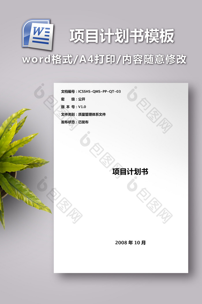 项目计划书模板word