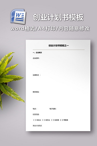 创业计划书模板word图片