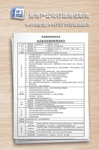 房地产公司行政岗位职责3联图片