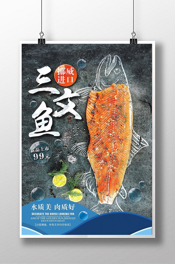 进口三文鱼宣传海报