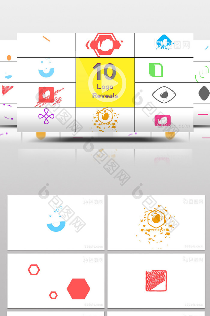 10款扁平化图形动画logo片头AE模板