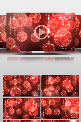 极美梦幻的红色装饰吊坠挂球循环视频素材图片