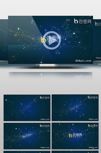 星空粒子放射动画logo描边片头AE模板图片