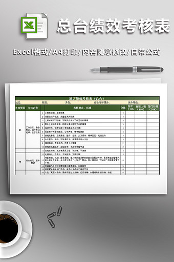 酒店总台绩效考核表图片
