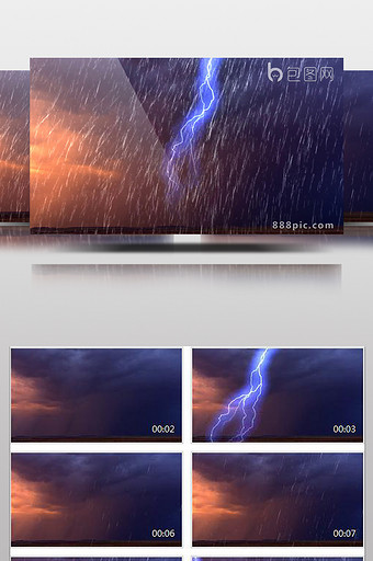 暴雨闪电视频素材图片
