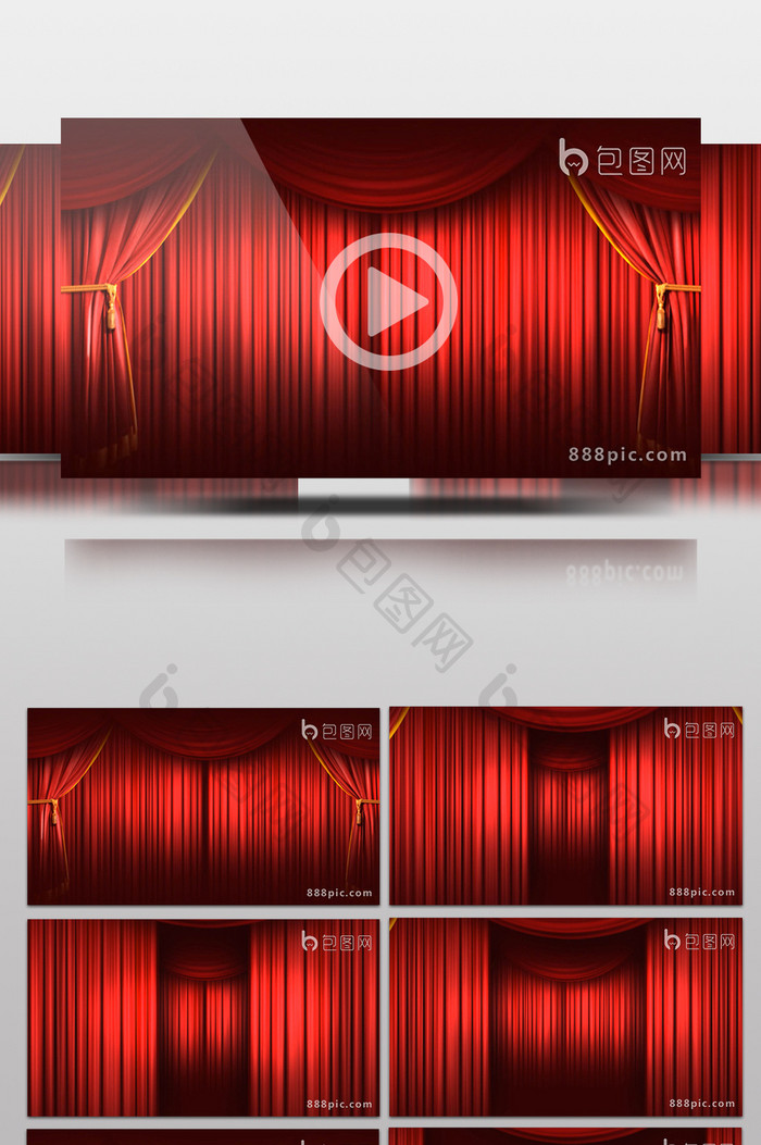 舞台红色幕布拉开动画循环背景高清视频素材