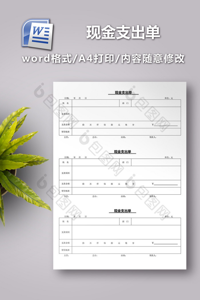 现金支出单word模板图片图片