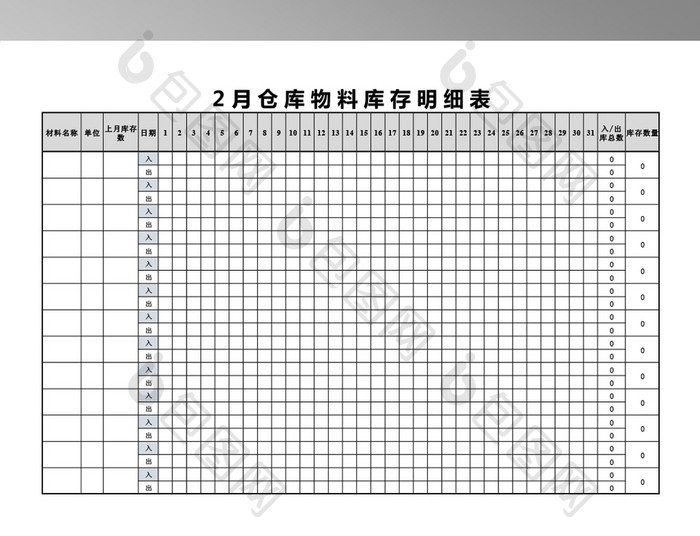 仓库库存明细自动增减表