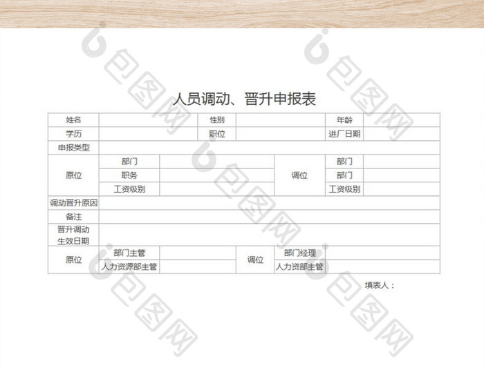 公司人员调动、晋升申报表