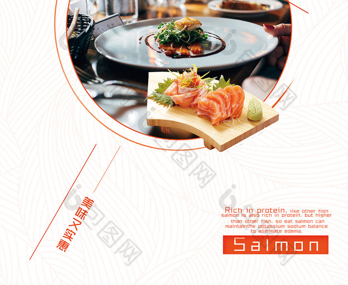 美食系列之三文鱼海报模板