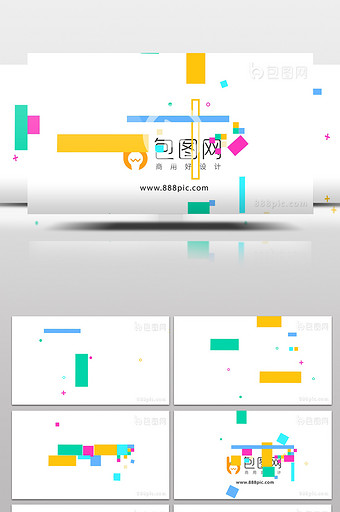 扁平几何图形动画演绎LOGO片头AE模板图片