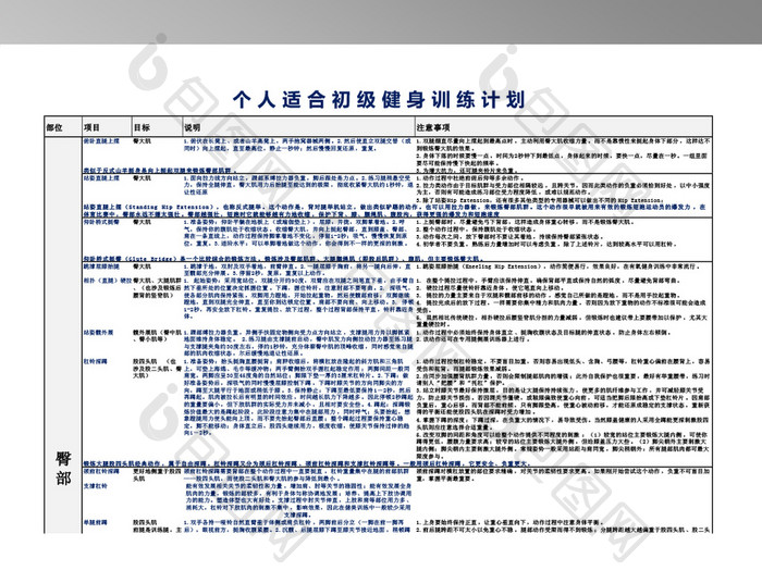 个人适合初级健身训练计划