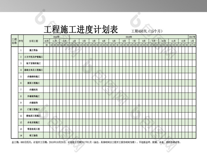 建筑工程施工进度表