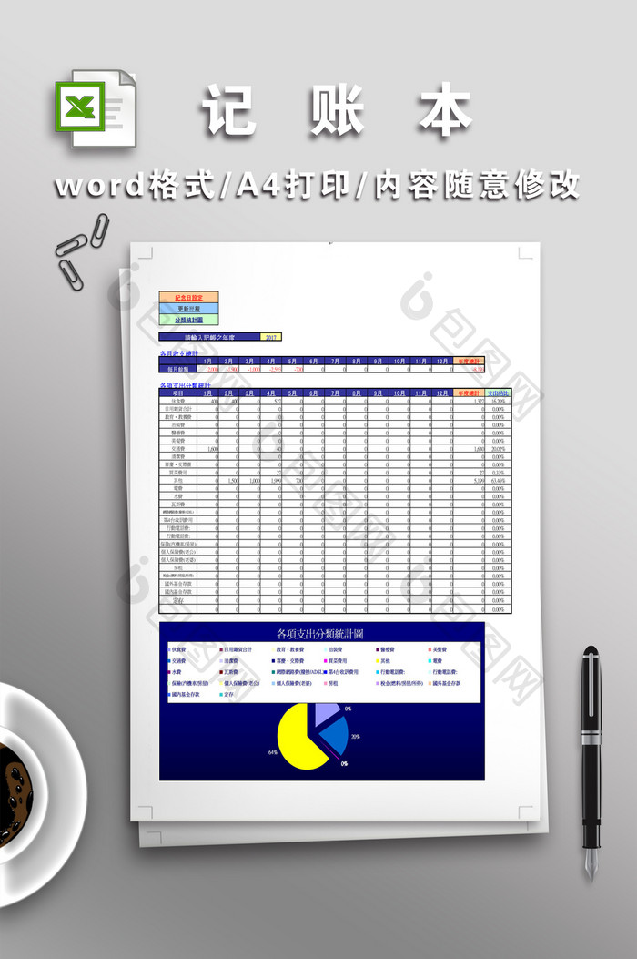 记账本Excel模板(公司个人均可用)