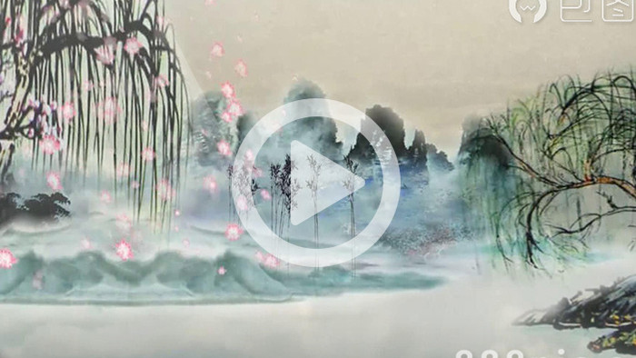 中国风古典山水画背景视频