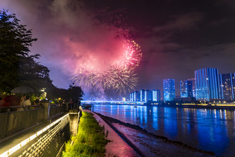 福建福州城市烟花灯光秀