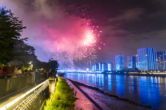 福建福州城市烟花灯光秀