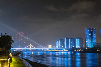 福建福州城市烟<strong>花灯</strong>光秀