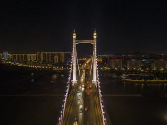 福建福州鼓山大桥夜景航拍摄影图