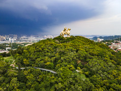 福建泉州地标郑成功雕像航拍摄影图