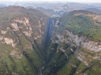 湖南湘西矮寨奇观5A景区航拍摄影图