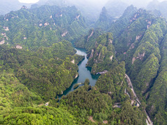 湖南张家界武陵源5A景区宝峰湖风景区航拍摄影图