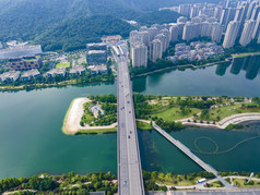 湖南长沙梅溪湖文化艺术中心节庆岛航拍摄影图