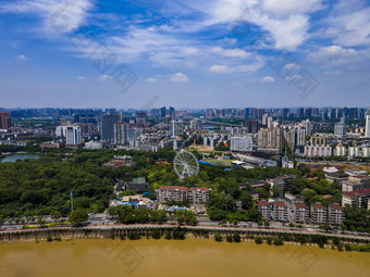 湖南株洲城市风光航拍